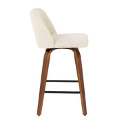 Toriano - Mid-Century Modern Counter Stool, Square Footrest (Set of 2) - Walnut / Cream - R&R Furniture Gallery (Fountain Valley, CA)