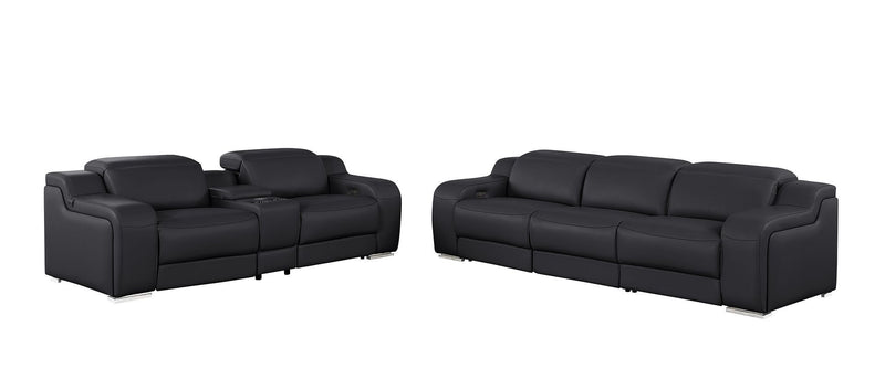1116 - 6-Piece Modular Power Reclining Sofa And Console Loveseat Set In With 5 Power Recliners & Power Headrests
