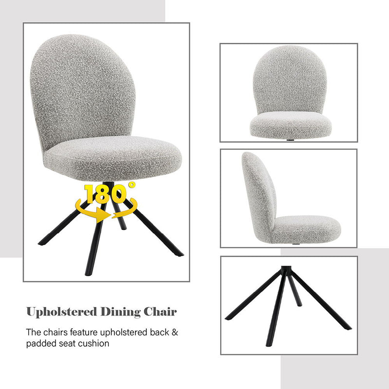 Lawton - Side Chair With Swivel (Set of 2) - Gray Boucle & Black - R&R Furniture Gallery (Fountain Valley, CA)