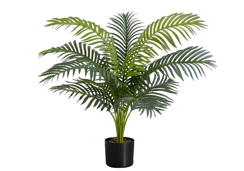 34" Tall, Artificial Plant, Palm Tree, Indoor, Faux, Fake, Floor, Greenery, Potted, Real Touch, Decorative - Green / Black - R&R Furniture Gallery (Fountain Valley, CA)