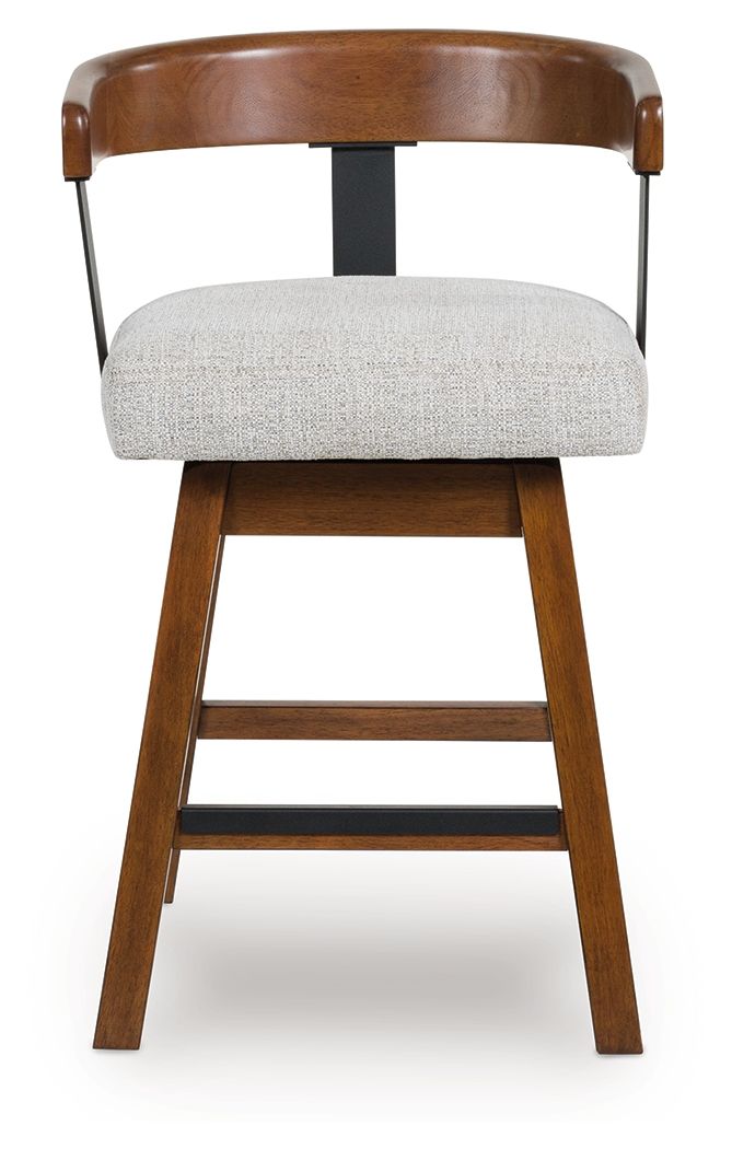 Ralene - Upholstered Swivel Barstool (Set of 2) - Medium Brown - R&R Furniture Gallery (Fountain Valley, CA)
