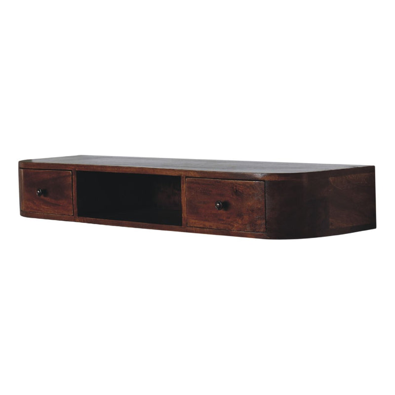 Lunar - 2 Drawer Floating Console - Chestnut - R&R Furniture Gallery (Fountain Valley, CA)