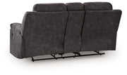 Brysonview - Double Reclining Loveseat With Console - Charcoal - R&R Furniture Gallery (Fountain Valley, CA)