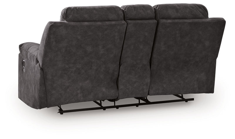 Brysonview - Double Reclining Loveseat With Console - Charcoal - R&R Furniture Gallery (Fountain Valley, CA)