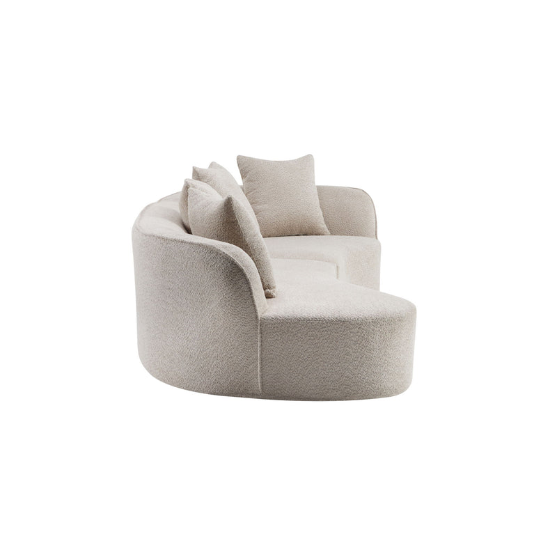 Noble House elegant curved sectional sofa with full foam cushions, showcasing plush seating and modern design.
