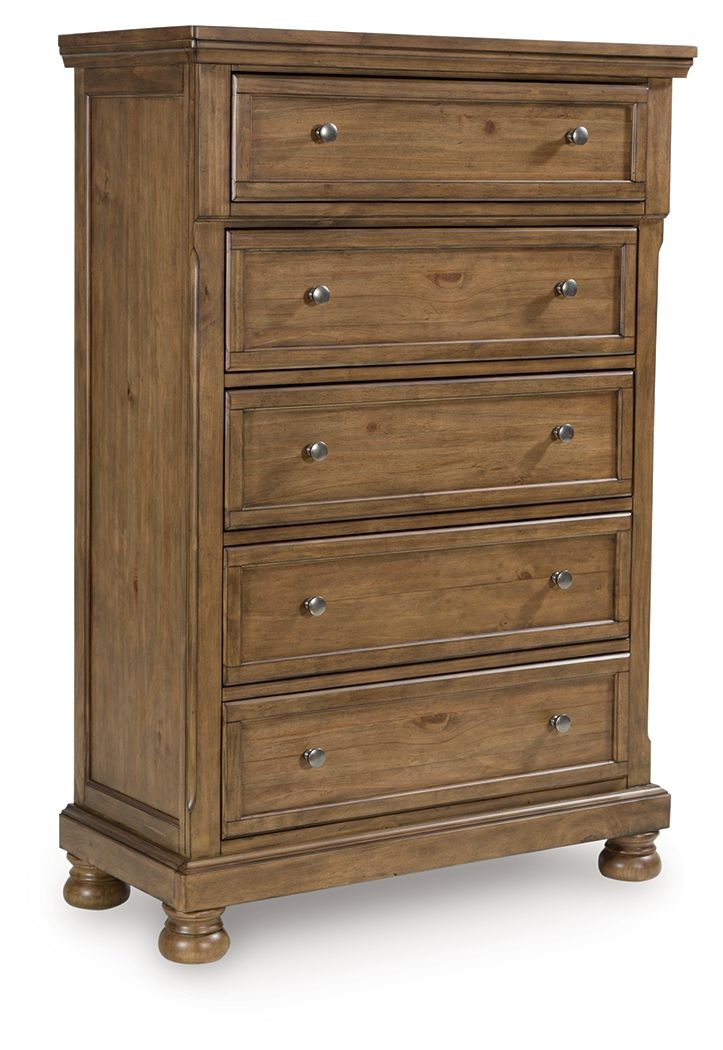Feddinger - Five Drawer Chest - Medium Brown - R&R Furniture Gallery (Fountain Valley, CA)