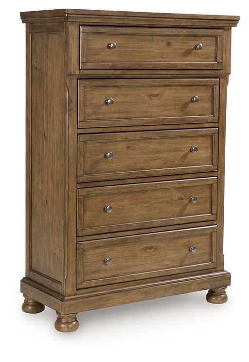 Feddinger - Five Drawer Chest - Medium Brown - R&R Furniture Gallery (Fountain Valley, CA)