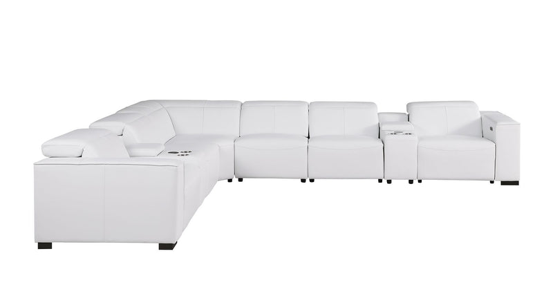 1208 - 8 Piece L Shaped Leather Sectional With 4 Power Recliners & Power Headrests