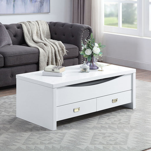 Ramiel - Coffee Table With Lift Top - High Gloss White - R&R Furniture Gallery (Fountain Valley, CA)