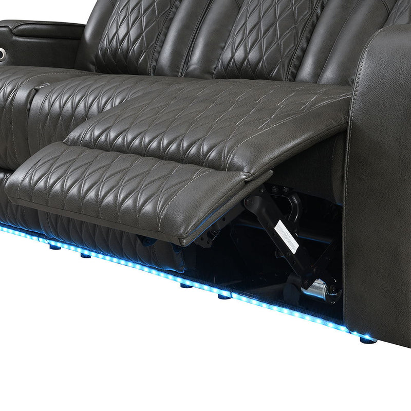 Taddeo - Power Motion Sofa With Power Headrest, USB, Wireless Charger, LED & Reading Light - Dark Gray - R&R Furniture Gallery (Fountain Valley, CA)