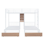 Triple Bunk Bed With Drawers, Multi-Functional Frame With Desks And Shelves In The Middle - R&R Furniture Gallery (Fountain Valley, CA)