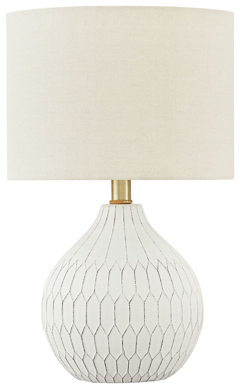 Wardmont - Ceramic Table Lamp  - White - R&R Furniture Gallery (Fountain Valley, CA)