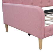 Modern Dreamland upholstered daybed with plush fabric, featuring a sleek design and comfortable cushioning for versatile lounging.