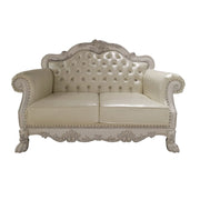 Dresden - Loveseat With 3 Pillows - Synthetic Leather & Bone White - R&R Furniture Gallery (Fountain Valley, CA)