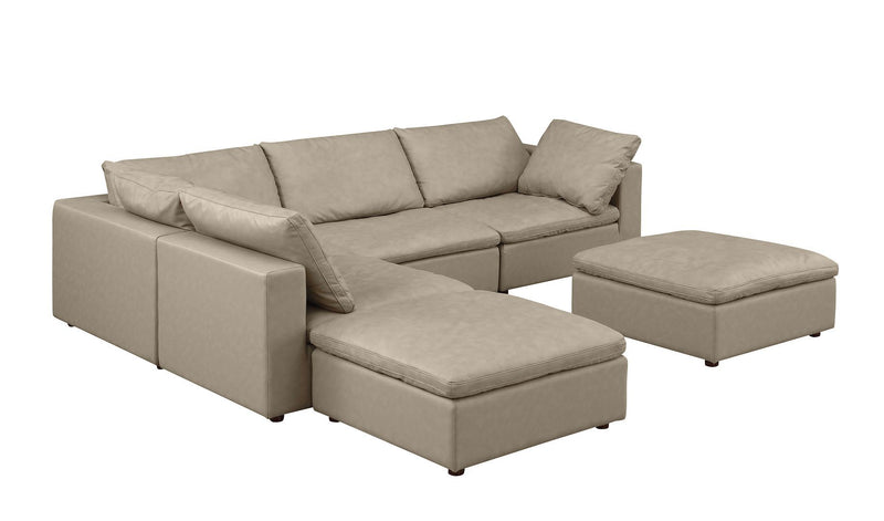1100 - 6-Piece Left Arm Facing 3-Seat Sectional (Top-Grain Italian Leather)
