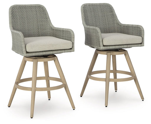 Seton Creek - Barstool With Cushion (Set of 2) - Beige / Gray - R&R Furniture Gallery (Fountain Valley, CA)