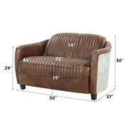 Brancaster - Loveseat - Retro Brown Top Grain Leather & Aluminum - R&R Furniture Gallery (Fountain Valley, CA)
