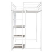 Metal Loft Bed With Desk, 3 Shelves And Ladder - R&R Furniture Gallery (Fountain Valley, CA)