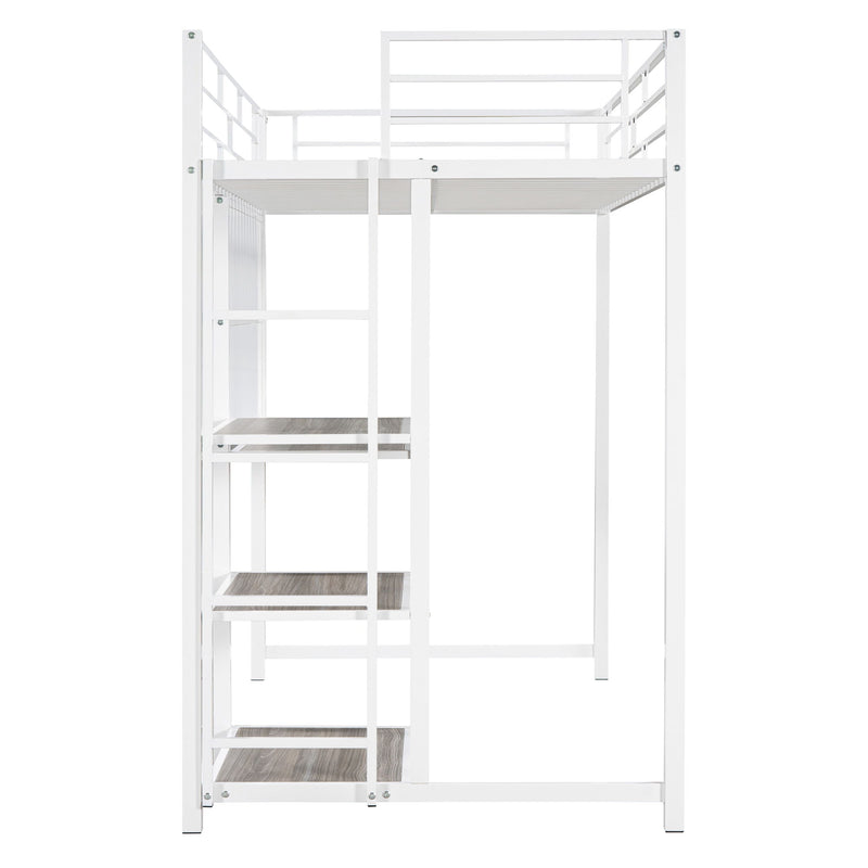 Metal Loft Bed With Desk, 3 Shelves And Ladder - R&R Furniture Gallery (Fountain Valley, CA)