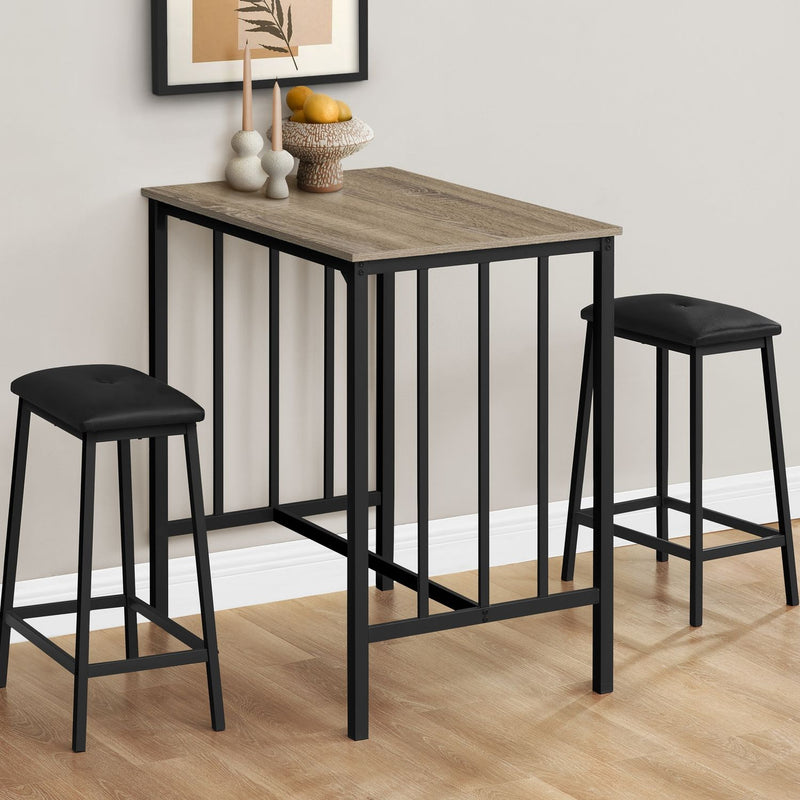 8th Street 3-piece modern counter height dining set with rectangular small tables and matching chairs, contemporary style.