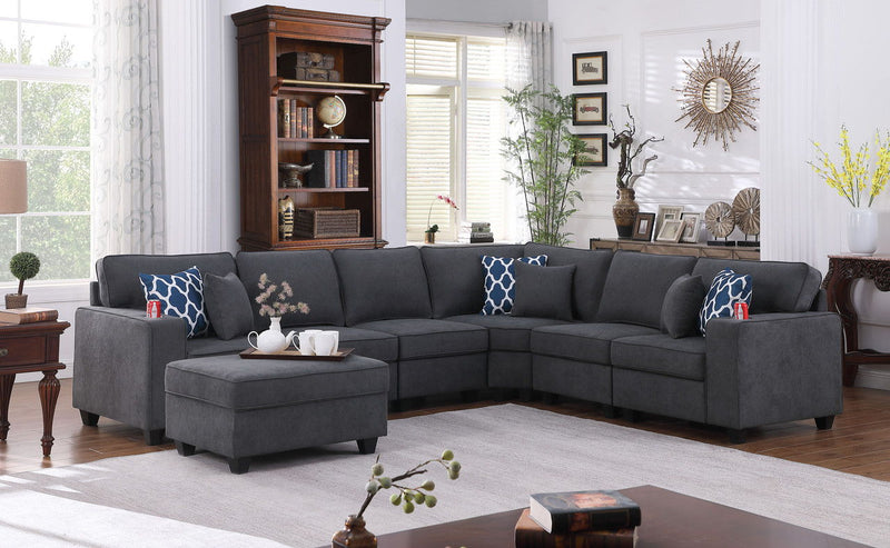 Cooper - Sectional Sofa With Ottoman And Cupholder - R&R Furniture Gallery (Fountain Valley, CA)