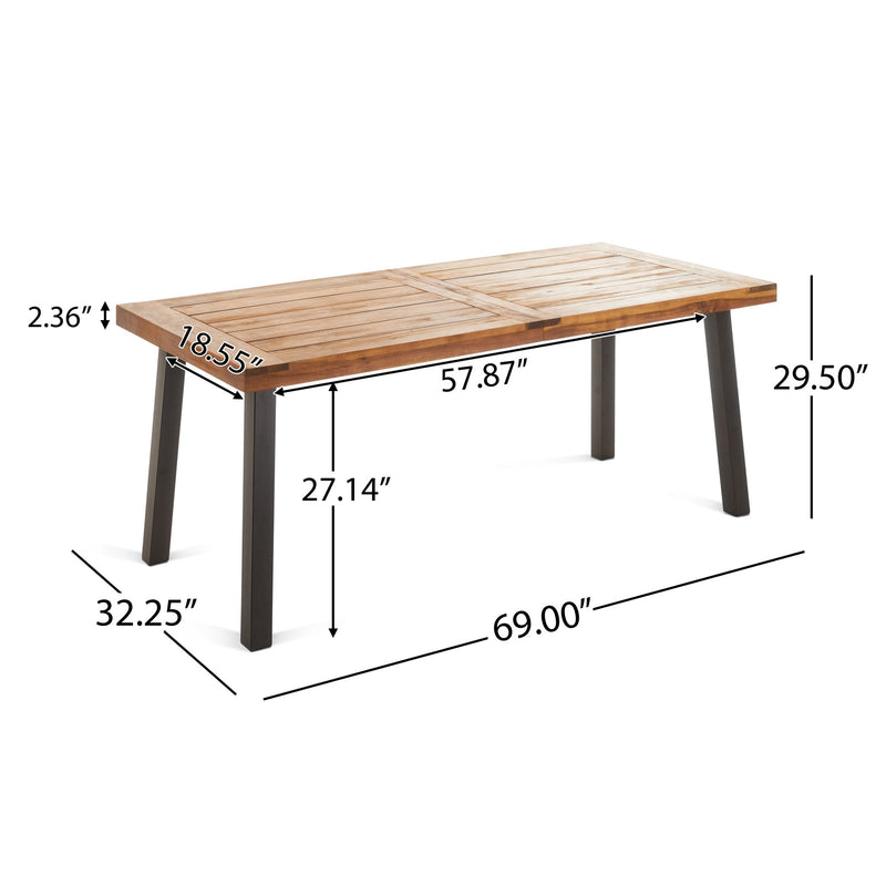 Della - Modern Industrial Dining Table With Acacia Wood Top - Teak - R&R Furniture Gallery (Fountain Valley, CA)