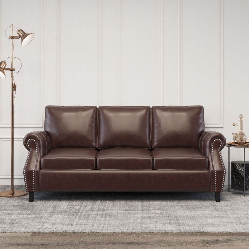 Contemporary 3 Seater Sofa With Nailhead Trim - R&R Furniture Gallery (Fountain Valley, CA)