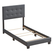 Glory Furniture Caldwell upholstered bed with a plush headboard and neutral fabric, modern design for a contemporary bedroom.