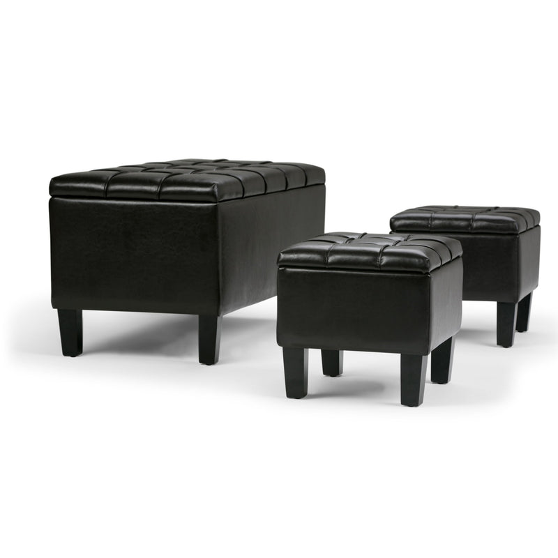 Dover - 3 Piece Storage Ottoman Contemporary Design - R&R Furniture Gallery (Fountain Valley, CA)