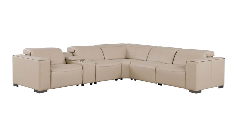 1208 - 6-Piece L-Shaped Leather Reclining Sectional With 3 Power Recliners