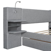Upholstered Platform Bed With Reading Lights, Drawers, Trundle And Shelves - R&R Furniture Gallery (Fountain Valley, CA)