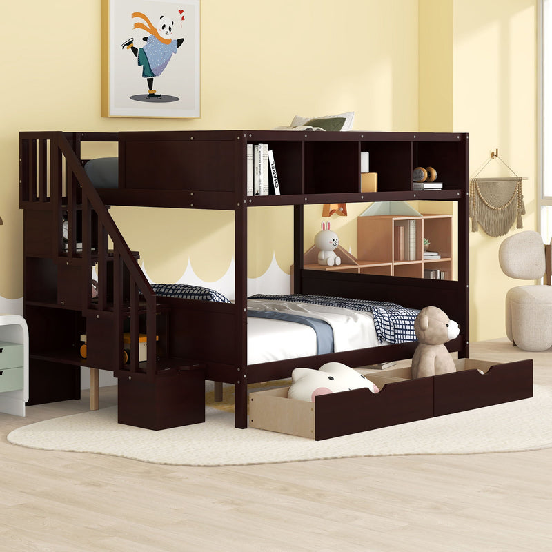 Bunk Bed With Shelfs, Storage Staircase And 2 Drawers - R&R Furniture Gallery (Fountain Valley, CA)