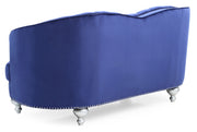 Glory Furniture Jewel stationary loveseat with plush fabric upholstery and cushioned backrest, ideal for living room seating.