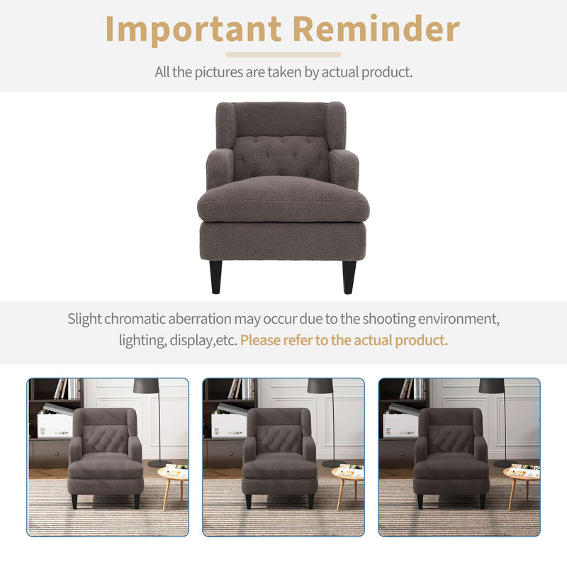 Upholstered Accent Chair Tufted Armchair For Living Room And Bedroom - R&R Furniture Gallery (Fountain Valley, CA)
