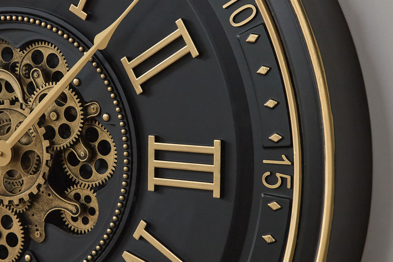 Dairton - Wall Clock - Black / Gold Finish - R&R Furniture Gallery (Fountain Valley, CA)