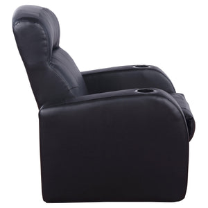 Upholstered Recliner With Cup Holder Comfort Lounge Chair - Black