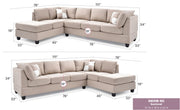 Glory Furniture Malone Comfort Stationary Sectional sofa with plush cushions and neutral fabric, designed for stylish living rooms.