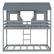 Twin Over Twin Bunk Bed With Roof, Window, Guardrail, Ladder - R&R Furniture Gallery (Fountain Valley, CA)