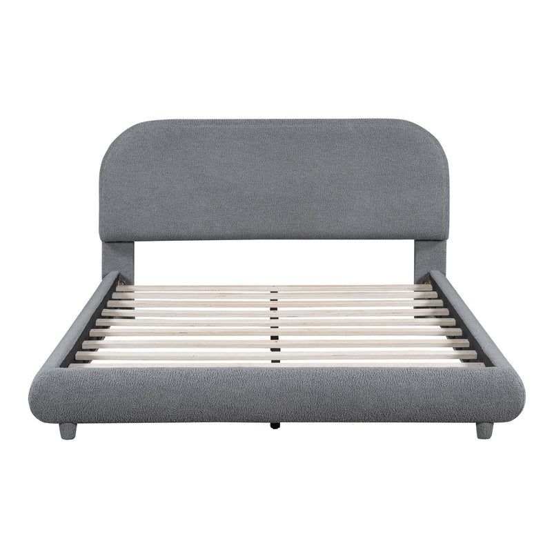 Upholstered Platform Bed With Thick Solid Frame And Stylish Curve-Shaped Design - R&R Furniture Gallery (Fountain Valley, CA)