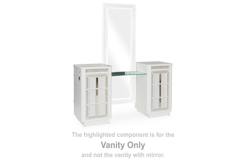 White Chalanna Vanity Desk by Signature Design by Ashley® with a sleek, modern design and spacious tabletop.