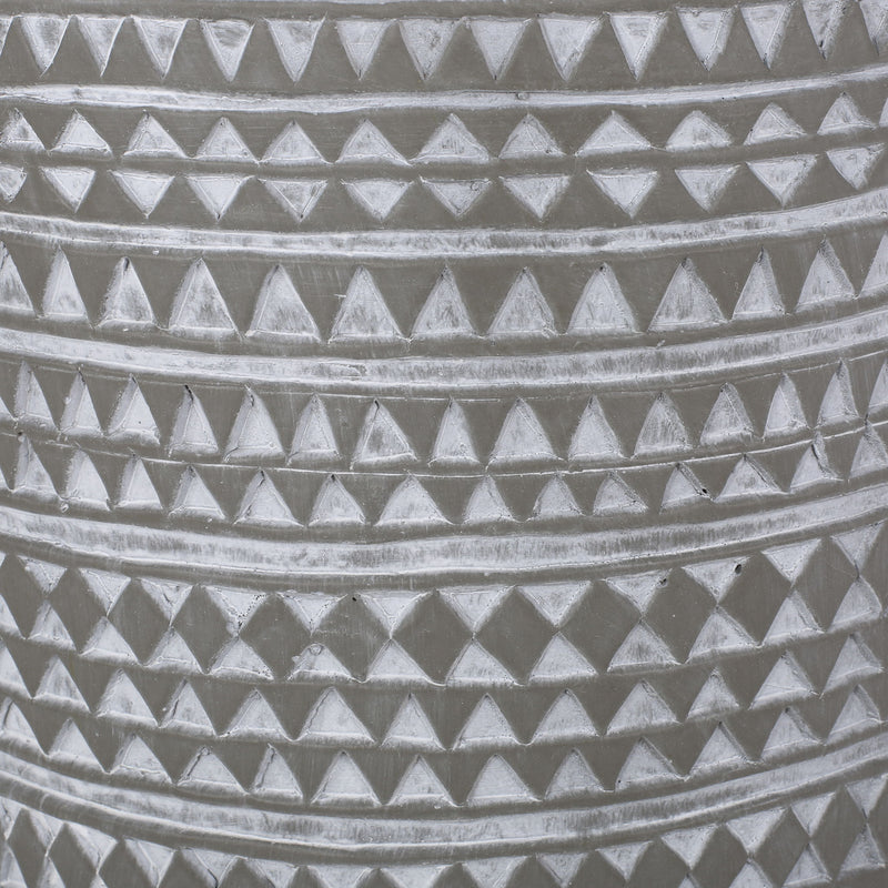 White outdoor side table with cylindrical shape by Noble House, perfect for patio or garden decor.