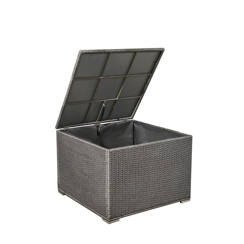 Santa Rosa storage table by Noble House featuring a wooden surface and storage compartments, ideal for living room organization.