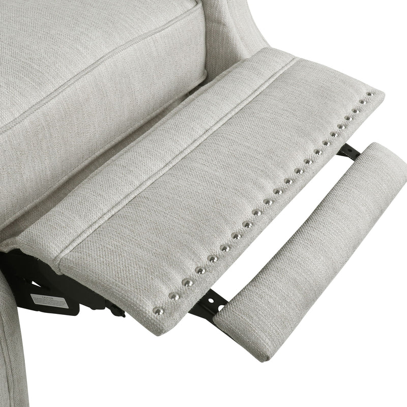 Noble House Welch contemporary tufted pushback recliner with plush upholstery and modern design, shown in a living room setting.