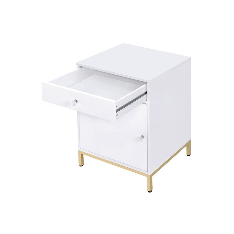 Ottey - Cabinet - White High Gloss & Gold - R&R Furniture Gallery (Fountain Valley, CA)