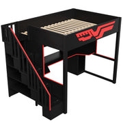 Full Gaming Loft Bed With Desk And Storage Staircase, LED Lights And USB - Red / Black - R&R Furniture Gallery (Fountain Valley, CA)