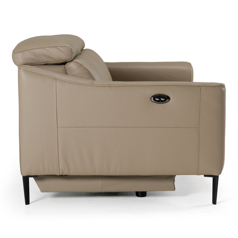 Eden - Modern Taupe Leather Sofa With 2 Recliners — view 3