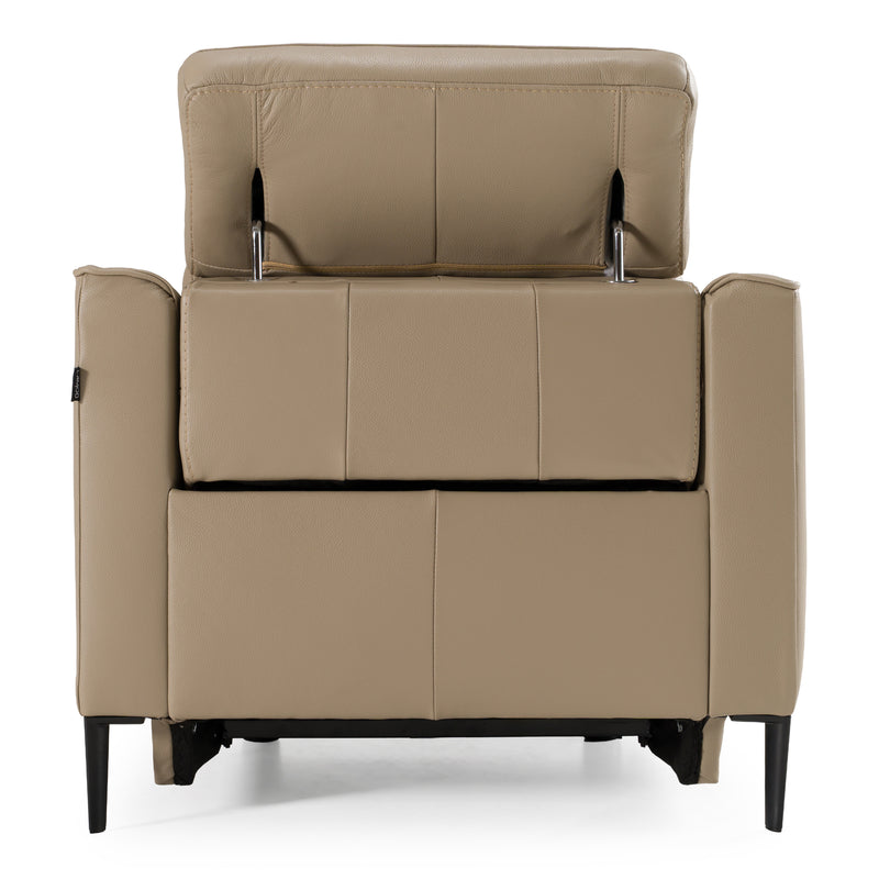 Eden - Modern Taupe Leather Recliner Chair — view 3