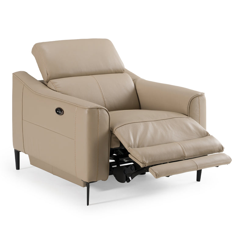 Eden - Modern Taupe Leather Recliner Chair — view 4