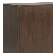 Simpli-Home Harper sideboard buffet with wood finish, featuring multiple drawers and cabinet doors for storage.