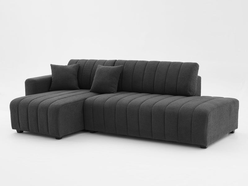 Jessica Lamb Wool Sectional Sofa with Chaise by Urban Retreats, stationary sectional with plush lamb wool upholstery and spacious seating.